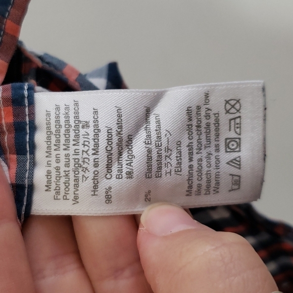 J crew factory plaid button down shirt, collar, slim fit, flex, Men size medium - Picture 5 of 6
